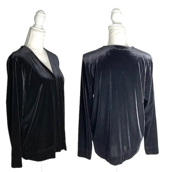 Vintage Villager A Liz Claiborne Velvet Long sleeve open front Cardigan M - Picture 1 of 10